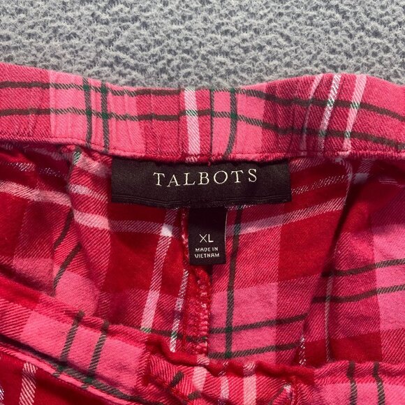 Talbots Womens Size XL 1 Piece Pajama Pants Red Plaid,Drawstring - Picture 3 of 9